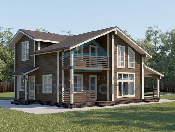 Дом шале из бруса полутораэтажный 10х10 с котельной Владияр