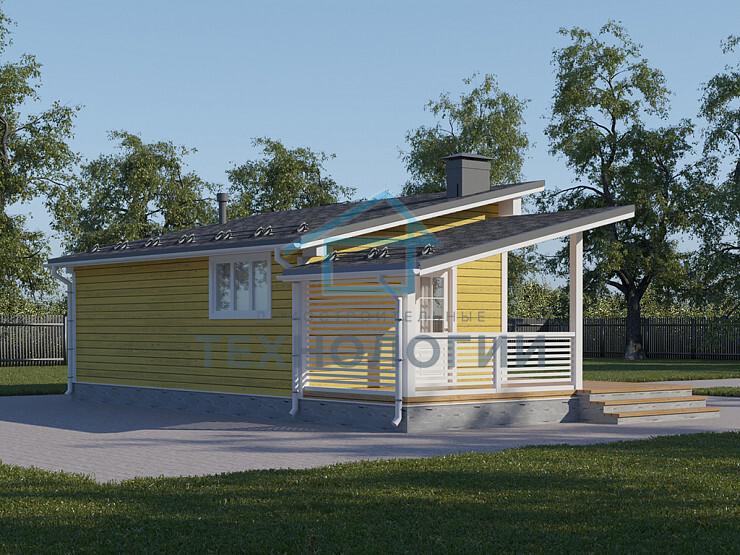 Современный одноэтажный дом из бруса 5х8 с террасой Агидель