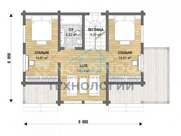 Полутораэтажный дом из бруса 7х12 Будигорск