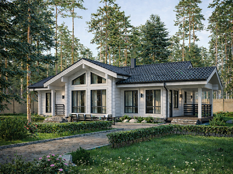 Одноэтажный дом из бруса 9х18 Осьмой