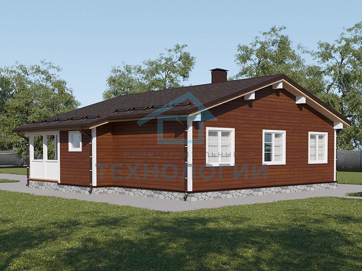 Одноэтажный дом из бруса шале 11х12 с котельной Бажен