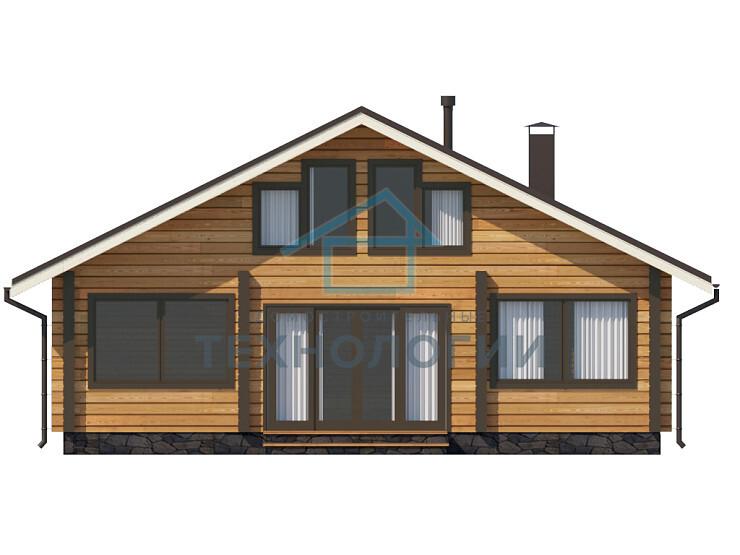 Дом шале из бруса в полтора этажа 10х11 с террасой Вея