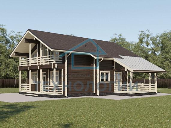 Дом шале из бруса в полтора этажа 10х11 с котельной Хотомир