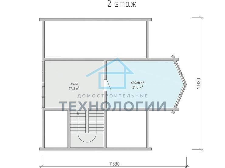 Дом шале из бруса в полтора этажа 10х11 с террасой Вея
