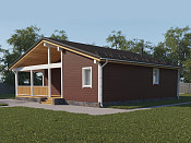 Скандинавский одноэтажный дом из бруса 12х12 с котельной Душица