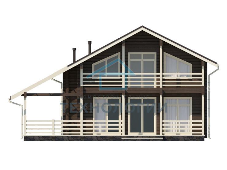 Дом шале из бруса в полтора этажа 10х11 с котельной Хотомир