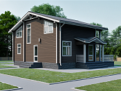 Двухэтажный дом из бруса 9х11 с террасой Велимира