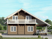 Дом шале из бруса в 1,5 этажа 10х12 с котельной Заслава