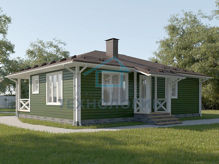 Одноэтажный дом из бруса шале 8х11 с котельной Чипрана