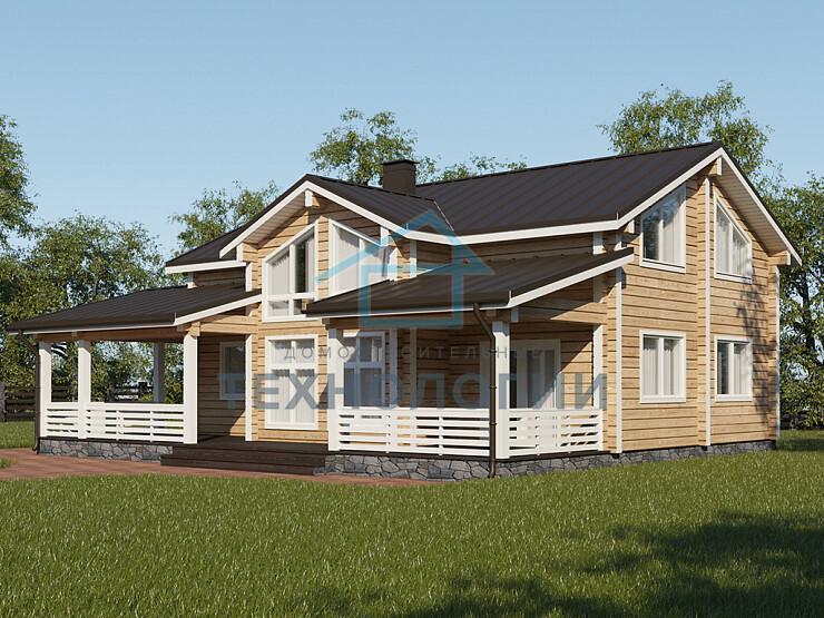 Дом шале из бруса полутораэтажный 9х12 с котельной Трейда