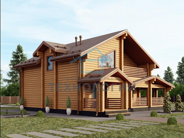 Дом шале из бруса в полтора этажа 1х10 с террасой Миродар