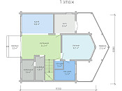 Дом шале из бруса в полтора этажа 10х11 с террасой Вея