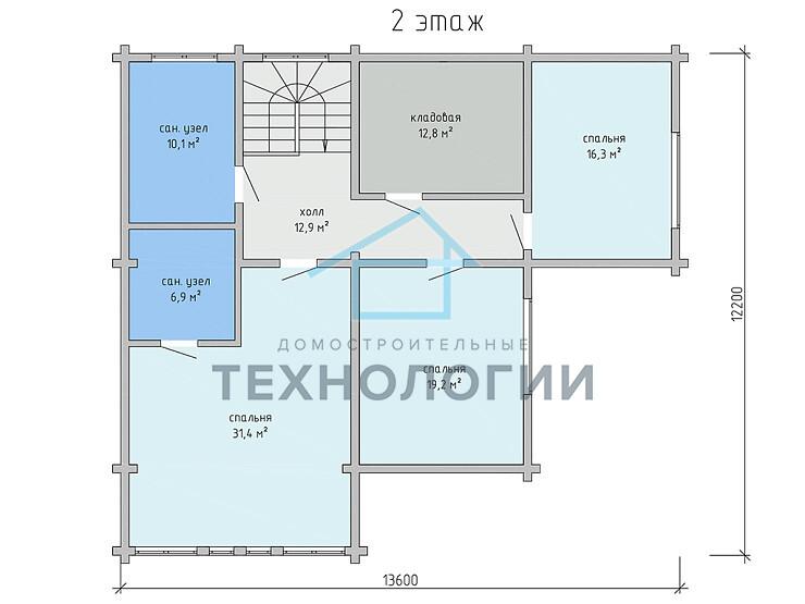 Дом шале из бруса в 1,5 этажа 12х14 с котельной Ванда