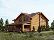 Дом шале из бруса в полтора этажа 1х10 с террасой Миродар