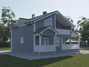 Полутораэтажный дом шале из бруса 9х9 с террасой Услада