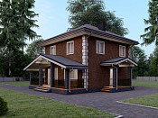 Двухэтажный дом из газобетона 9х9 проект Веледар
