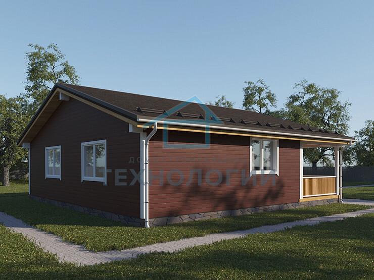 Скандинавский одноэтажный дом из бруса 12х12 с котельной Душица