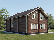 Дом шале из бруса в полтора этажа 9х13 с котельной Отрада