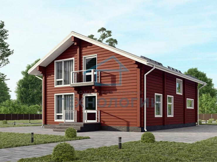 Скандинавский двухэтажный дом из бруса 8х11 с котельной Милад