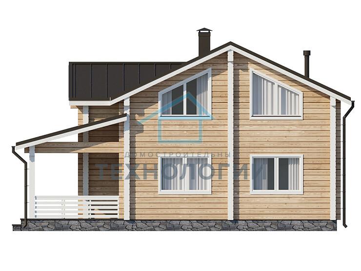 Дом шале из бруса полутораэтажный 9х12 с котельной Трейда