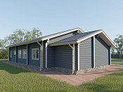 Скандинавский одноэтажный дом из бруса 10х20 с террасой Франа