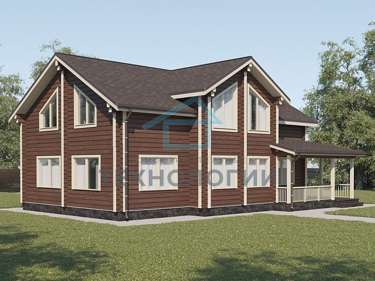 Дом шале из бруса в полтора этажа 9х13 с котельной Отрада