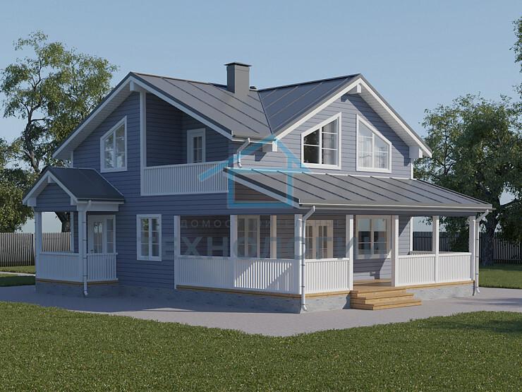 Полутораэтажный дом шале из бруса 9х9 с террасой Услада