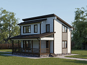 Современный дом из бруса в 1,5 этажа 6х9 с котельной Фатта