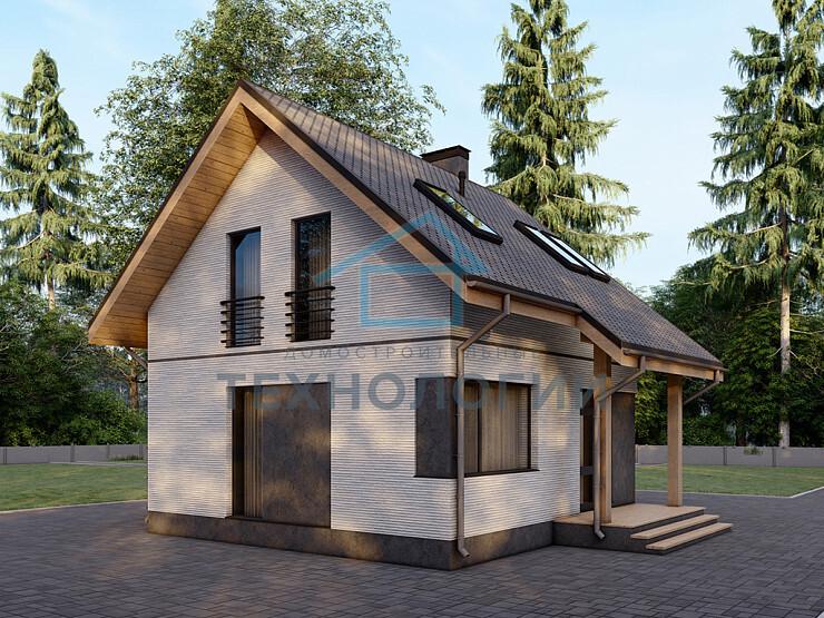 Полутораэтажный дом из газобетона 7х7 проект Волибор
