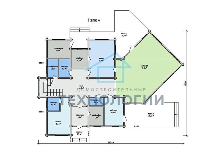 Двухэтажный дом из бруса 17х24 проект Елень