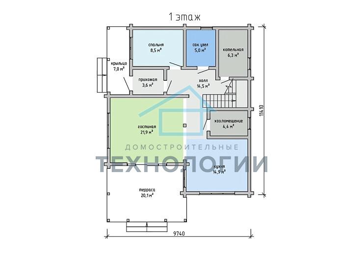 Двухэтажный дом из бруса 9х11 проект Жула