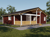 Скандинавский одноэтажный дом из бруса 12х12 с котельной Душица