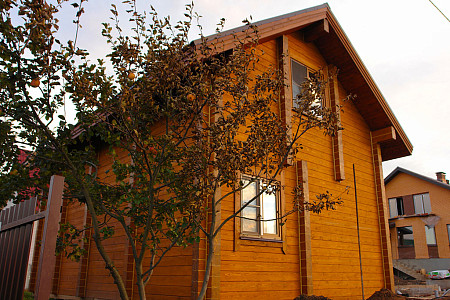 Одноэтажный дом из бруса шале 11х12 с котельной Бажен