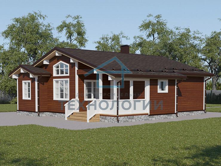 Одноэтажный дом из бруса шале 11х12 с котельной Бажен