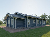 Скандинавский одноэтажный дом из бруса 10х20 с террасой Франа