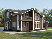 Дом шале из бруса полутораэтажный 10х10 с котельной Владияр