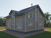 Дом шале из бруса в 1,5 этажа 11х11 с террасой Сения