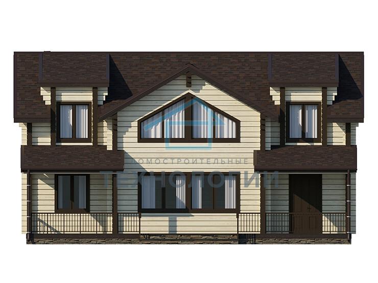 Дом шале из бруса в 1,5 этажа 9х12 с террасой Санда