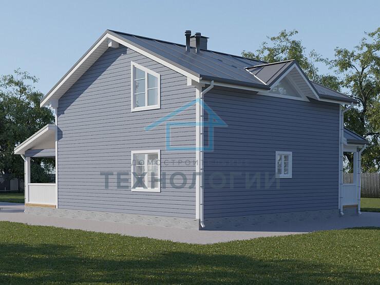 Полутораэтажный дом шале из бруса 9х9 с террасой Услада