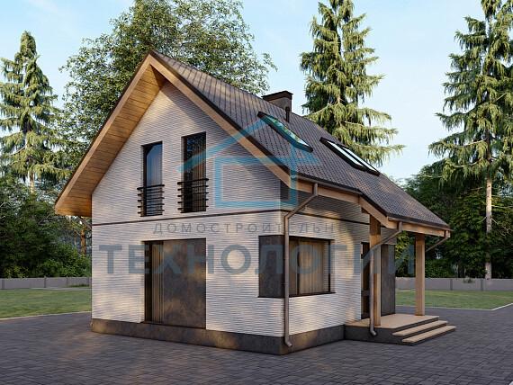 Полутораэтажный дом из газобетона 7х7 проект Волибор