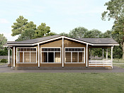 Одноэтажный дом из бруса 13х18 проект Донат