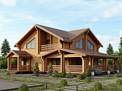 Дом шале из бруса в полтора этажа 1х10 с террасой Миродар