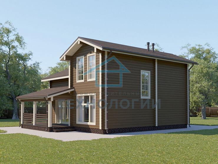 Дом шале из бруса полутораэтажный 10х10 с котельной Владияр