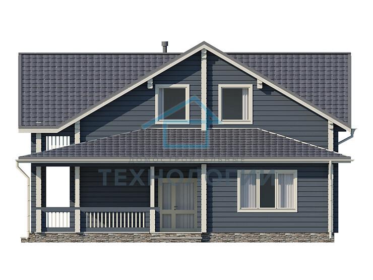 Дом шале из бруса в полтора этажа 12х12 с котельной Тана