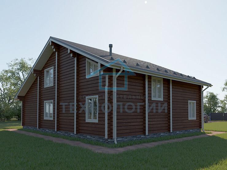 Дом шале из бруса в полтора этажа 10х14 с котельной Селена