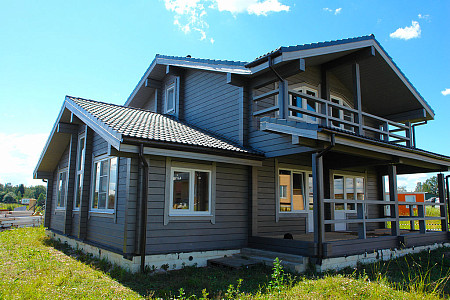 Скандинавский одноэтажный дом из бруса 10х20 с террасой Франа