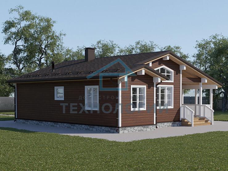 Одноэтажный дом из бруса шале 11х12 с котельной Бажен