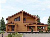 Дом шале из бруса в полтора этажа 1х10 с террасой Миродар