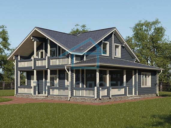 Дом шале из бруса в полтора этажа 12х12 с котельной Тана