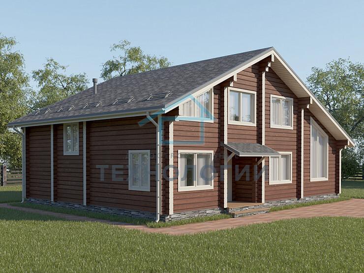 Дом шале из бруса в полтора этажа 10х14 с котельной Селена